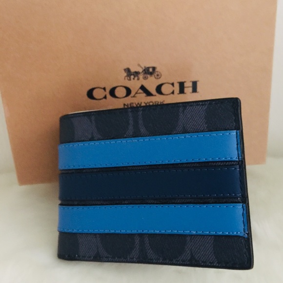 NWT Coach Slim Bifold Wallet In Signature Canvas - Picture 3 of 7